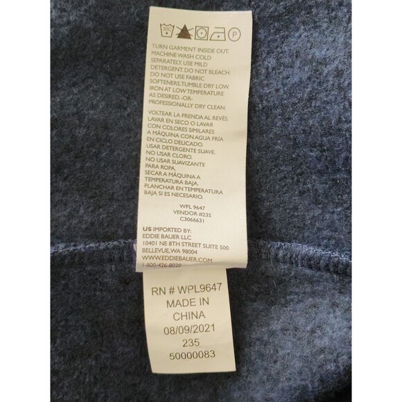 Eddie Bauer Mens Radiator Fleece Snap Front Pullover Navy Blue Mock Neck Size L - Picture 9 of 9